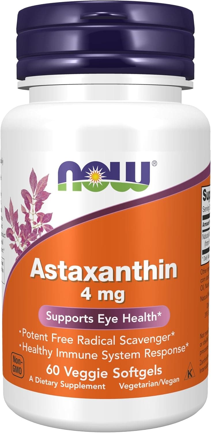 NOW Foods Supplements, Astaxanthin 4 mg, features Zanthin®| 60 Veg Softgels