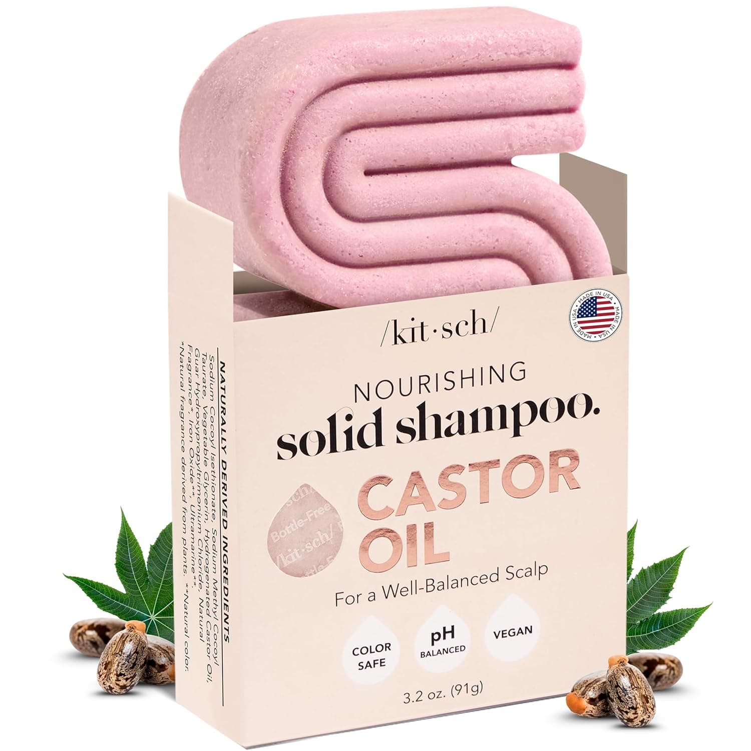 Kitsch Organic Castor Oil Shampoo Bar | For Hair Strength & Hydration
