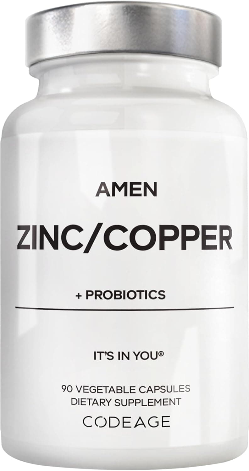 Amen Zinc and Copper Supplement with Probiotics | 90 Capsules
