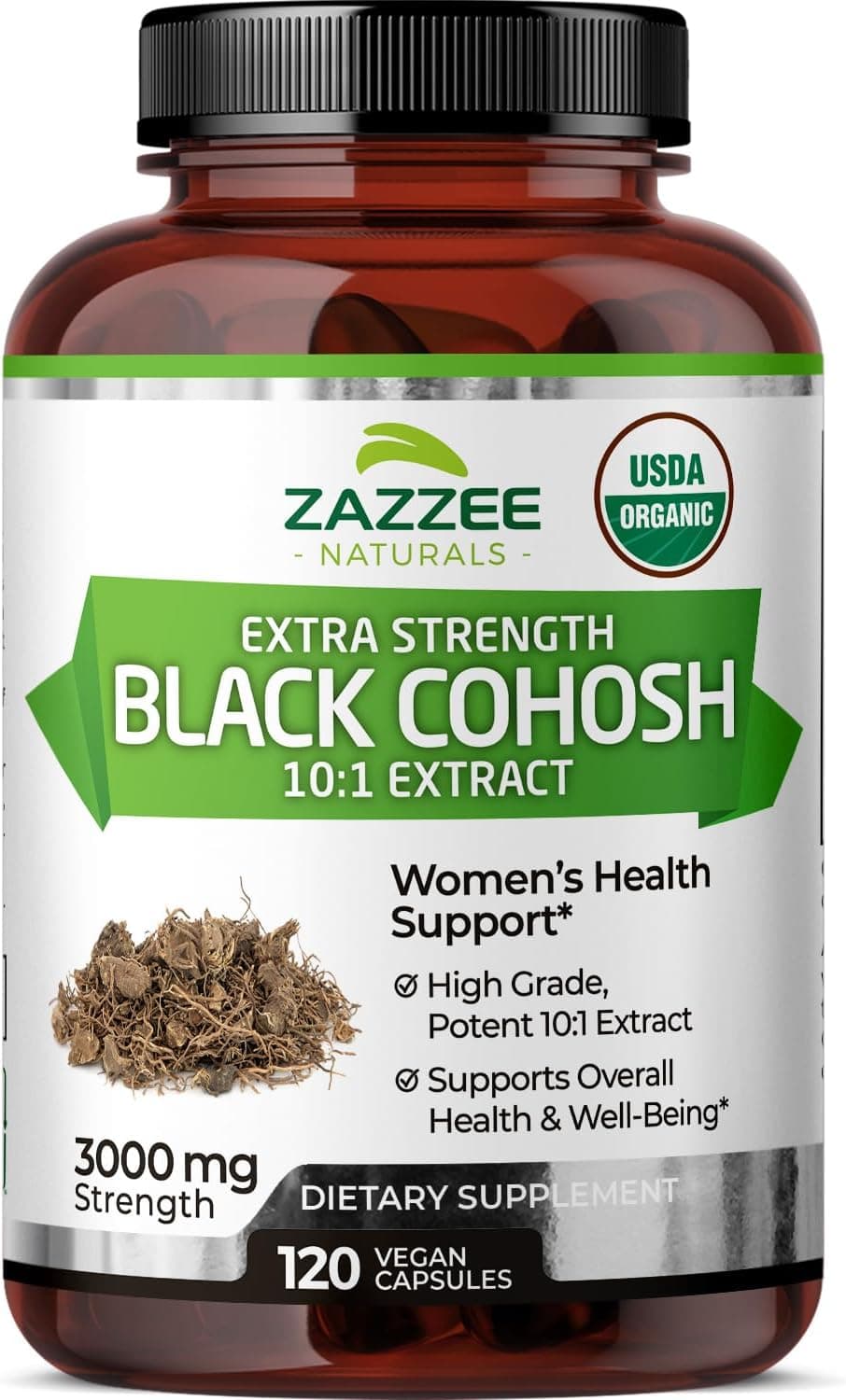 Zazzee Organic Black Cohosh | Menopause Support Supplement |120 Capsules