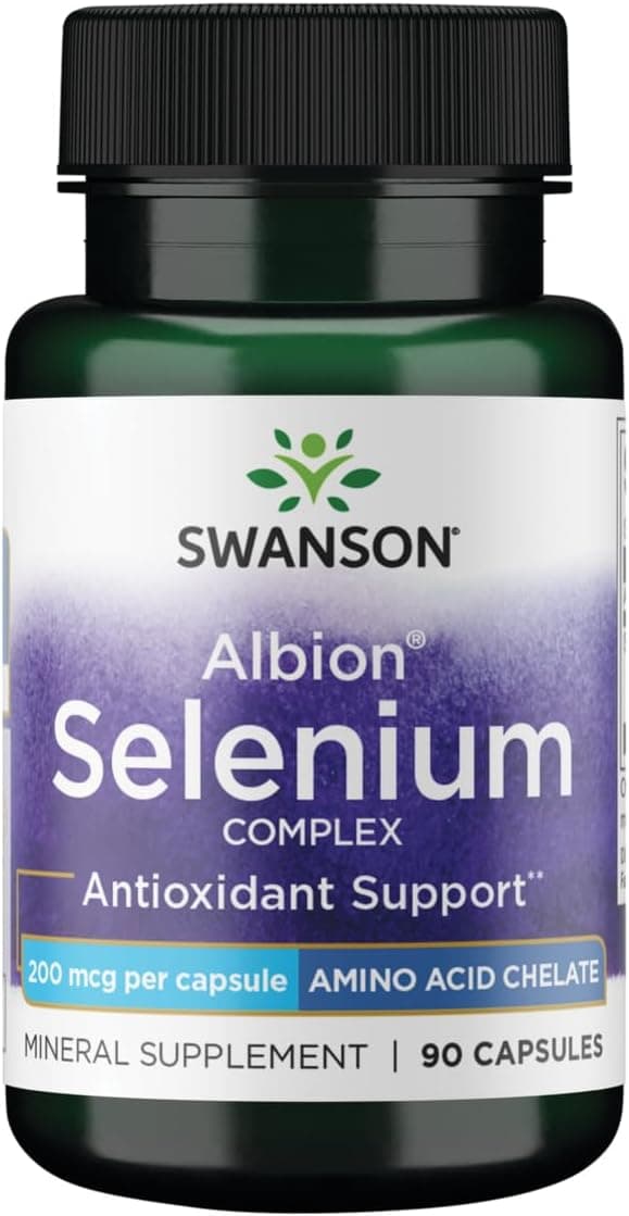 Swanson Albion Selenium 200 mcg | Thyroid & Immune Support | 90 Capsules
