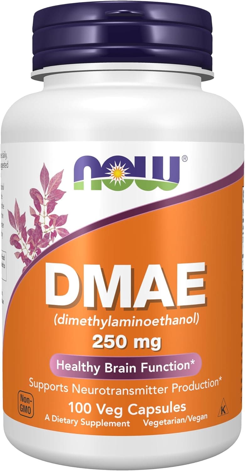 NOW Foods DMAE Supplement, 250 mg | Healthy Brain Function | 100 Veg Capsules