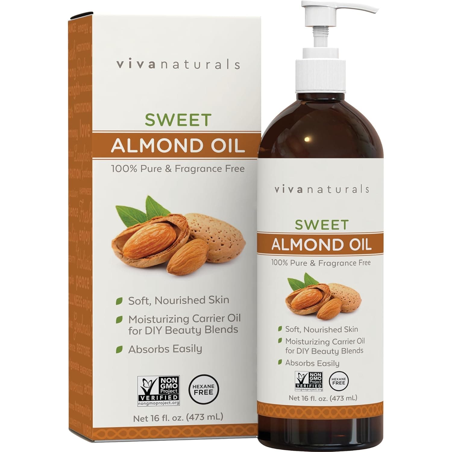 Viva Naturals Sweet Almond Oil for Skin & Hair (16 fl oz)
