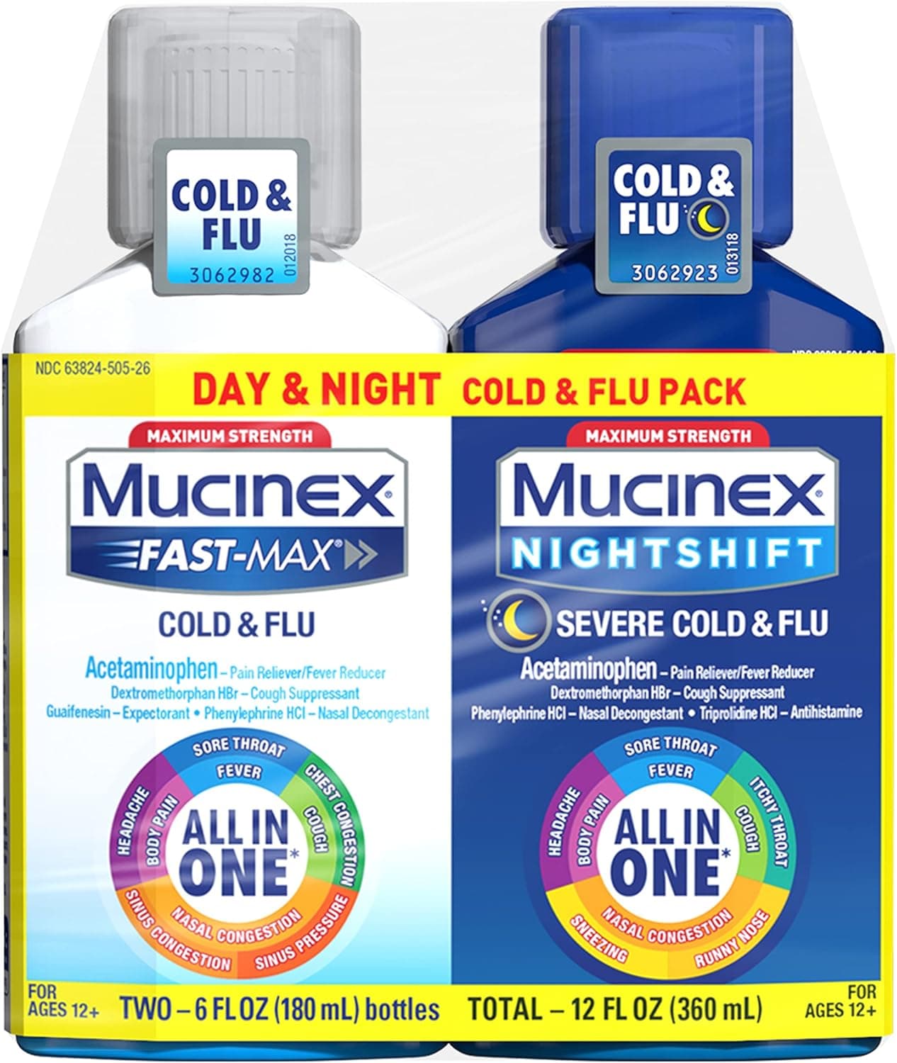 Mucinex Day/Night Cold & Flu Medicine Combo Pack | 12 fl oz