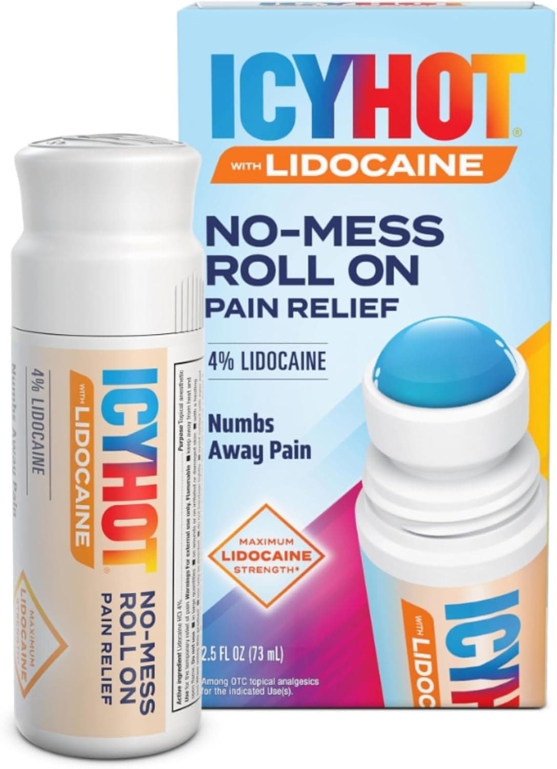 Icy Hot Max Lidocaine Roll On | No-Mess Pain Relief | 2.5 oz