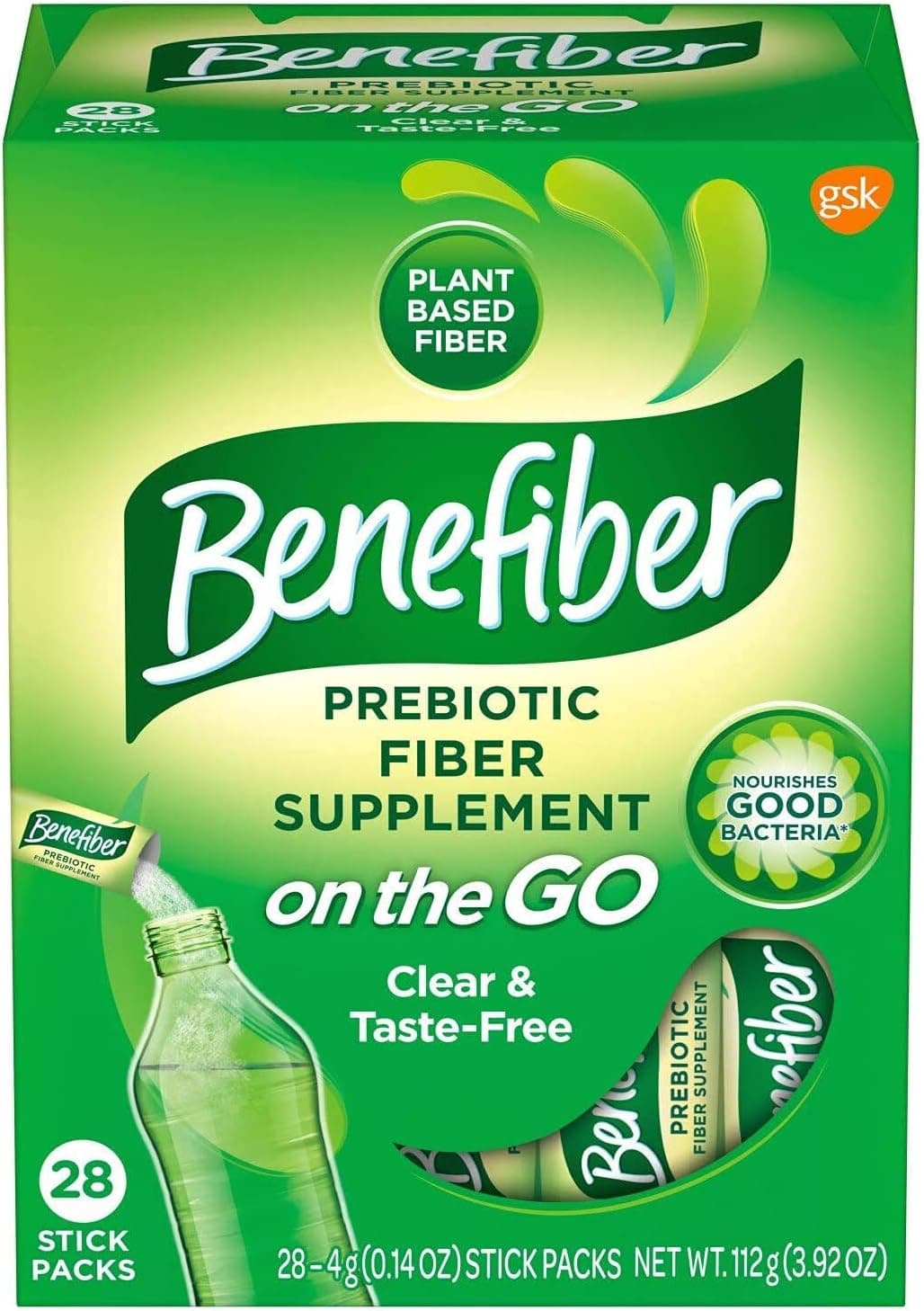 Benefiber On the Go Prebiotic Fiber Supplement Powder for Digestive Health, Daily Fiber, Unflavored - 28 Sticks