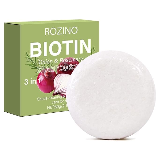3PACK Hair Shampoo Bar - Biotin Onion Rosemary for Hair Growth 3 in1 Solid Shampoo & Conditioner - Moisturizing for Dry Hair, Frizzy Hair - Gentle Cleansing for Smooth Shiny Hair (WHITE)