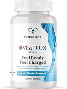 Promescent VitaFLUX Women's Nitric Oxide Booster Supplement, Boost Energy & Performance - Therapeutic Dose of Essential Amino Acids L Arginine, L Citrulline, L Carnitine, Zinc (180 Capsules)Promescent VitaFLUX Women's Nitric Oxide Booster Supplement, Boost Energy & Performance - Therapeutic Dose of Essential Amino Acids L Arginine, L Citrulline, L Carnitine, Zinc (180 Capsules)