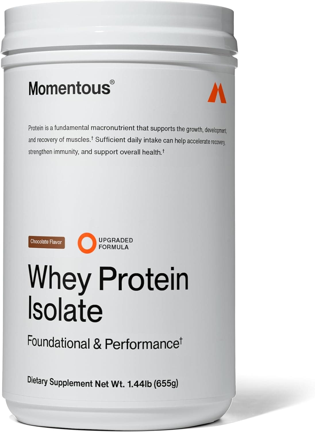 Momentous Grass-Fed Whey Protein | NSF Certified & Bloat-Free | 25 Servings -Chocolate - 655 g