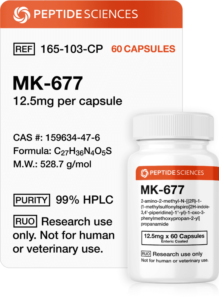 MK-677 Capsules Peptide Sciences | Premium 12.5mg Ibutamoren Research