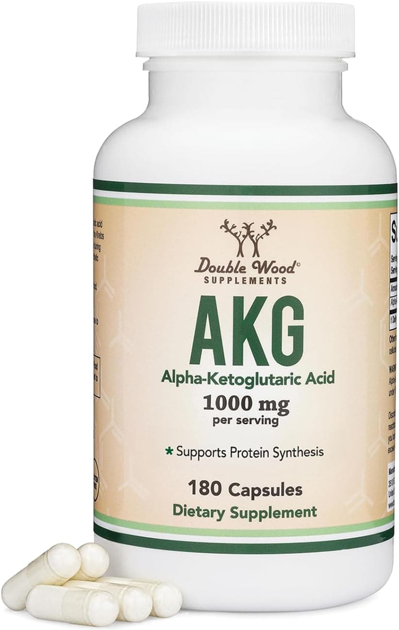 Double Wood AKG Supplement (Alpha Ketoglutaric Acid) 1,000mg Per Serving (180 Capsules)