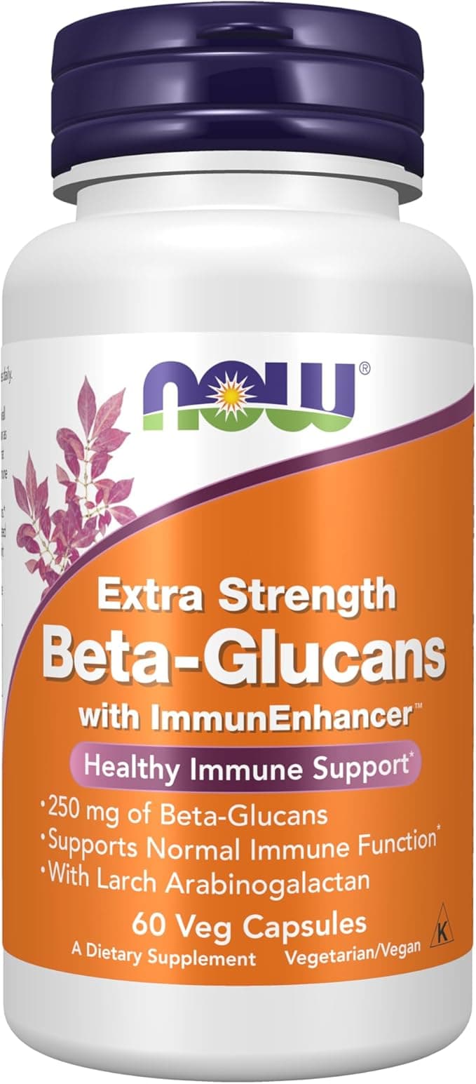 NOW Foods Beta-Glucans - Essential Immune Supplement for Ultimate Defense | 60 Veg Capsules