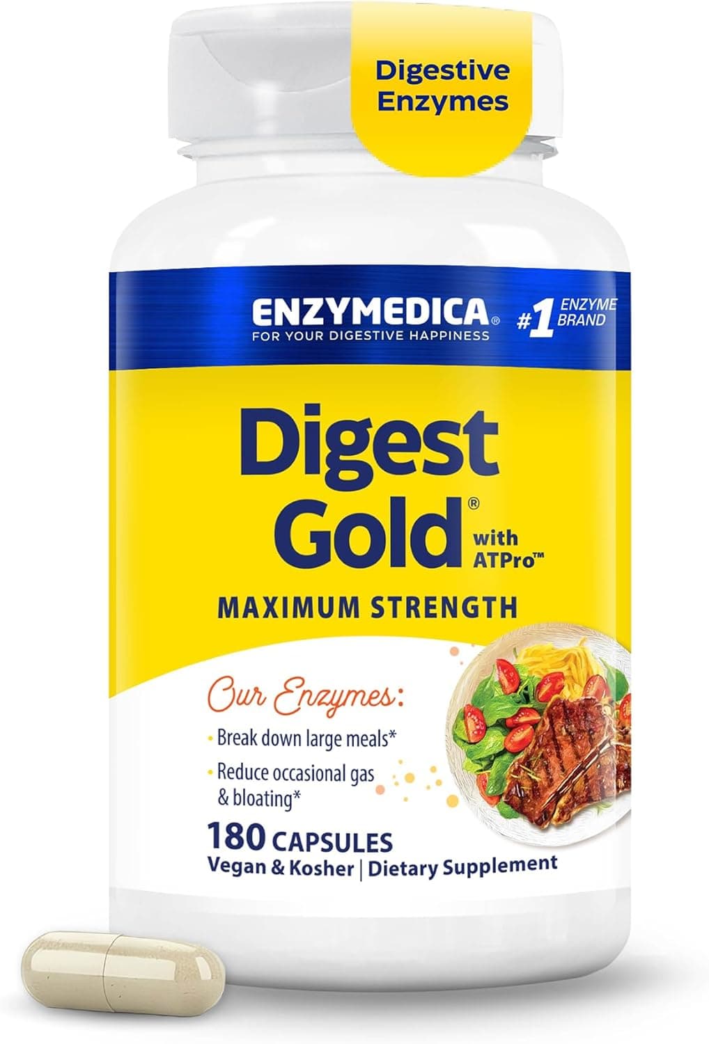Enzymedica Digest Gold with ATPro Maximum Strength | 180 Capsules