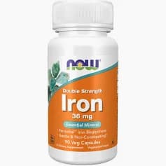 NOW Foods Iron, 36 mg | Essential Energy | 90 Veg Capsules