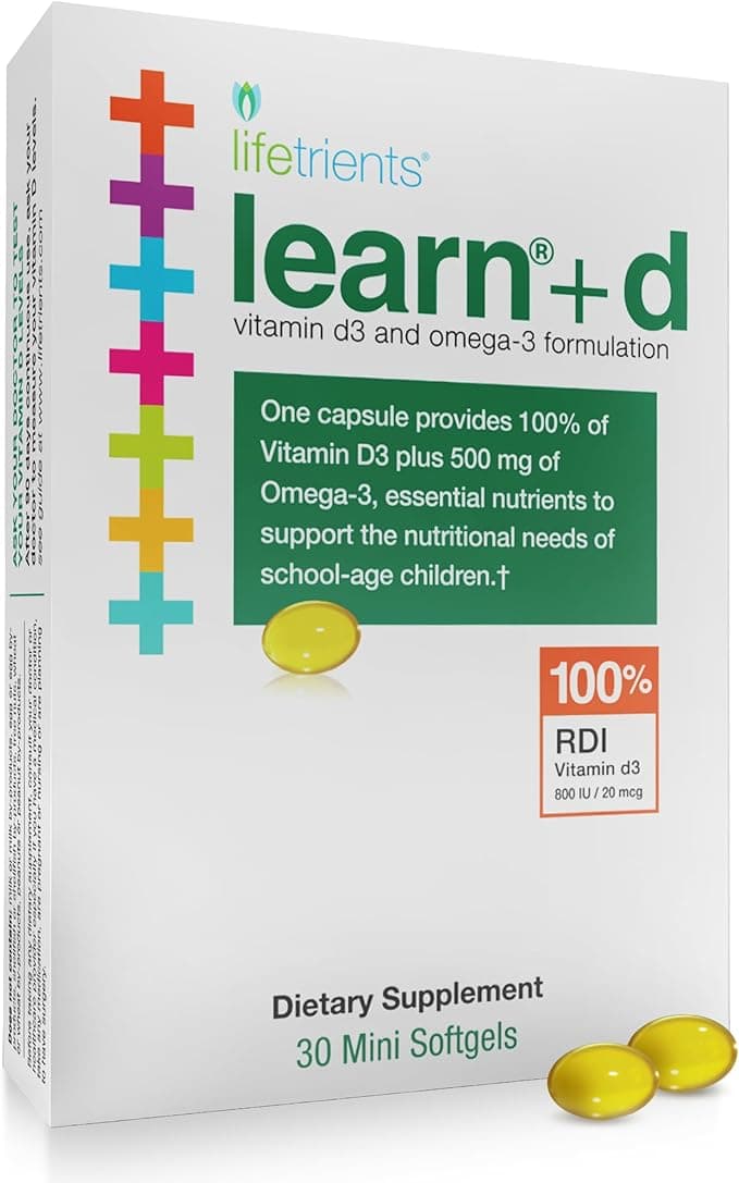 Lifetrients Learn+D | Vitamin D3 & Omega-3 | 30 Mini Softgels