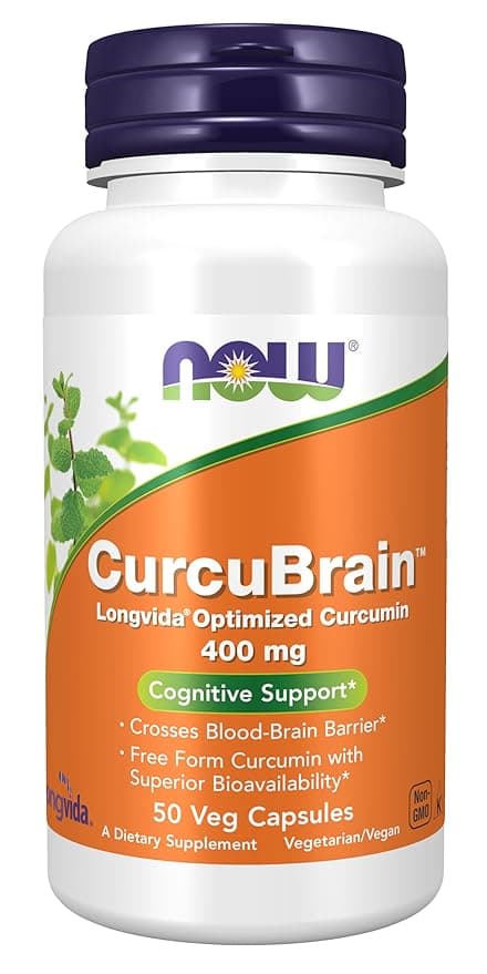 NOW Supplements CurcuBrain™ 400 mg | Supports Cognitive Function | 50 Capsules
