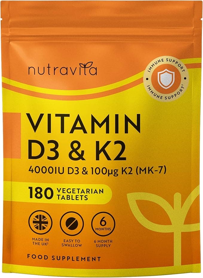 Nutravita Vitamin D3 4000 IU & Vitamin K2 100μg (MK7) | Supports Bone | 180 Tablets