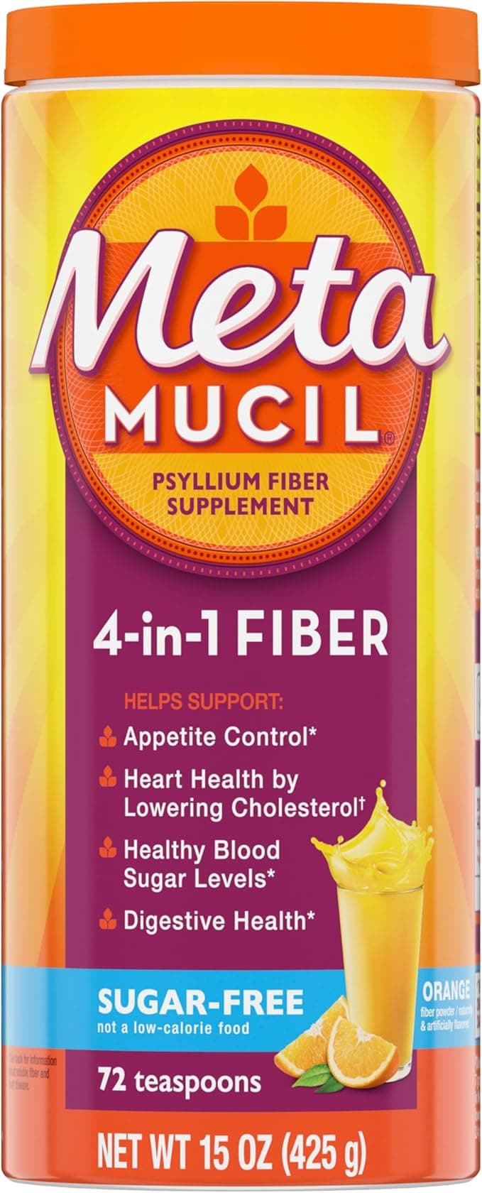 Metamucil 4-in-1 Psyllium Fiber Supplement | Digestive Health | 72 tablespoons