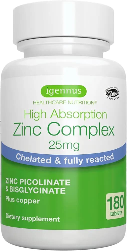 Igennus High Absorption Zinc Complex 25mg with Copper | 180 Tablets