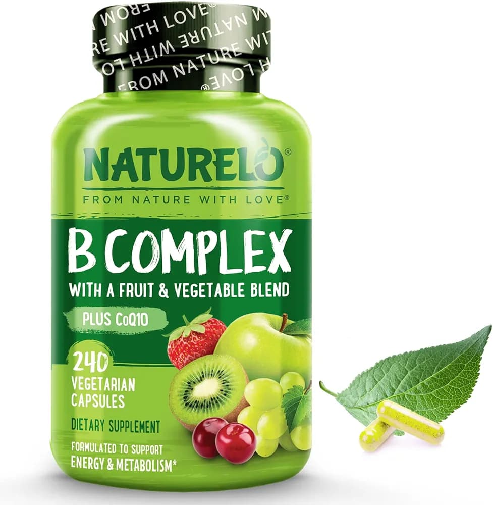NATURELO | Whole Food B Complex Supplement | 240 Capsules