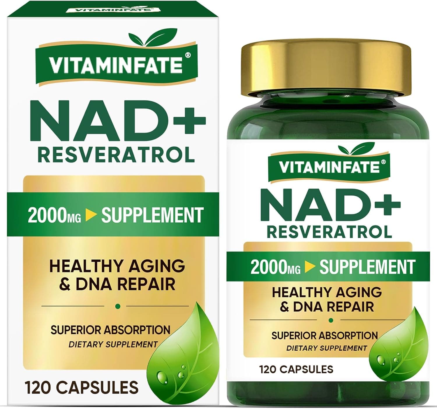 VITAMINFATE VITAMINFATE NAD+ and Resveratrol Supplement | Healthy Aging | 120 Capsules