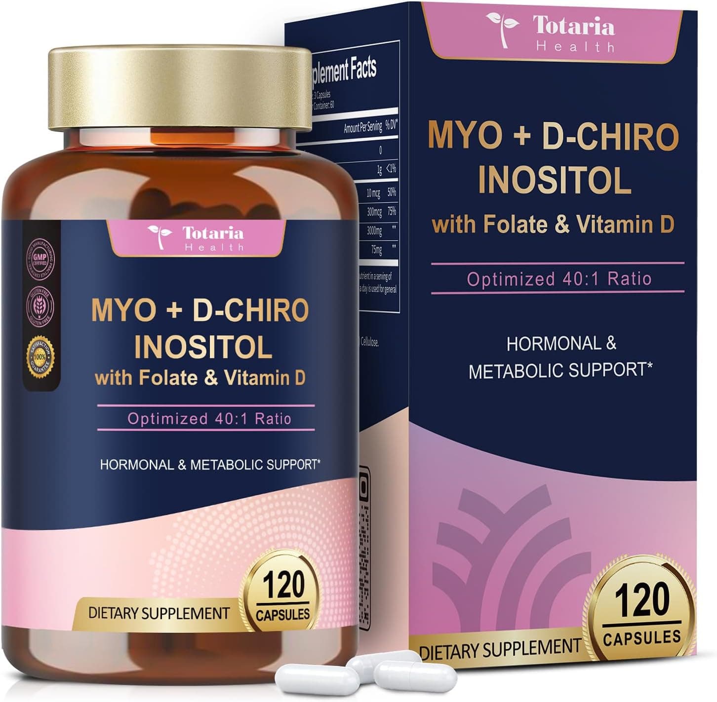 Totaria Totaria Myo-Inositol & D-Chiro | PCOS Support 40:1 | 120 Caps